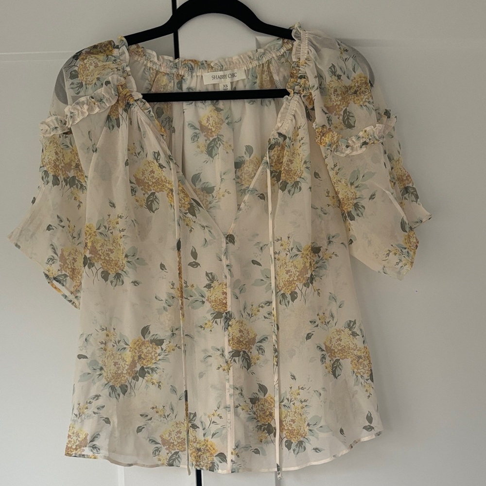 Cream and Yellow Floral Blouse